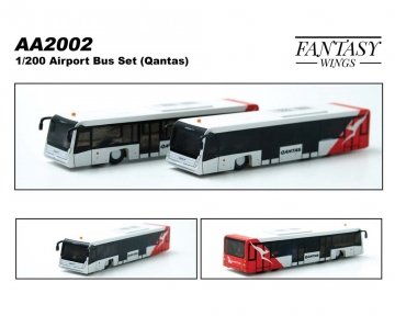 Fantasy Wings Airport Cobus Bus Set, Qantas, 2pcs 1:200 Scale FW-AA2002