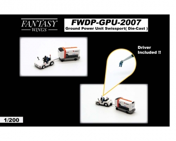 Fantasy Wings Ground Power Unit, Swissport, driver included 1:200 Scale FWDP-GPU-2007