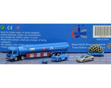 KLM GSE Set #5 Fuel Truck, Tug w/tow bar, Cargo dolly, car 1:200 JC Wings JC2KLM025
