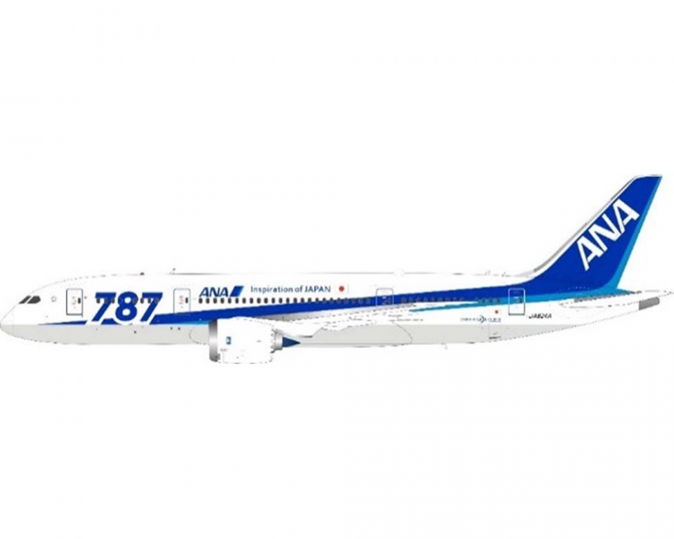 ANA B787-8 w/stand JA824A 1:200 Scale JFox JF-787-8-002