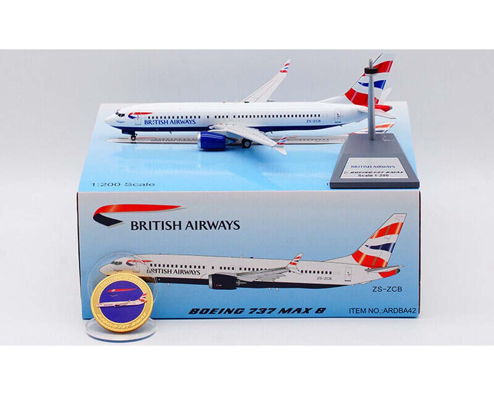 www.JetCollector.com: British Airways B737 MAX8 w/stand and coin ZS-ZCB ...