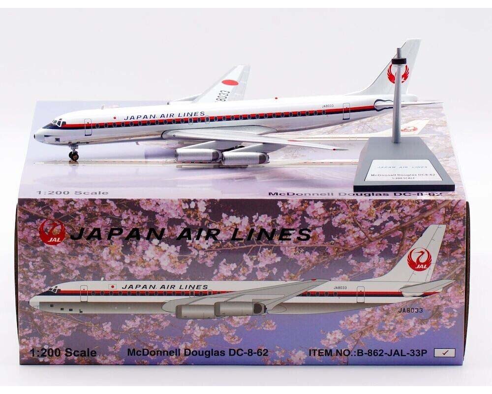 Japan Airlines  DC-8-62 w/stand JA8033 1:200 Scale B Models B-862-JAL-33P