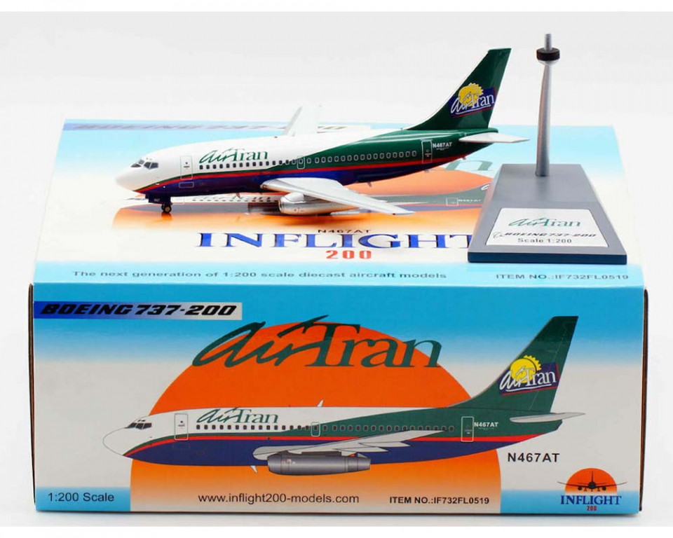 www.JetCollector.com: AirTran B737-200 N467AT w/stand 1:200 Scale