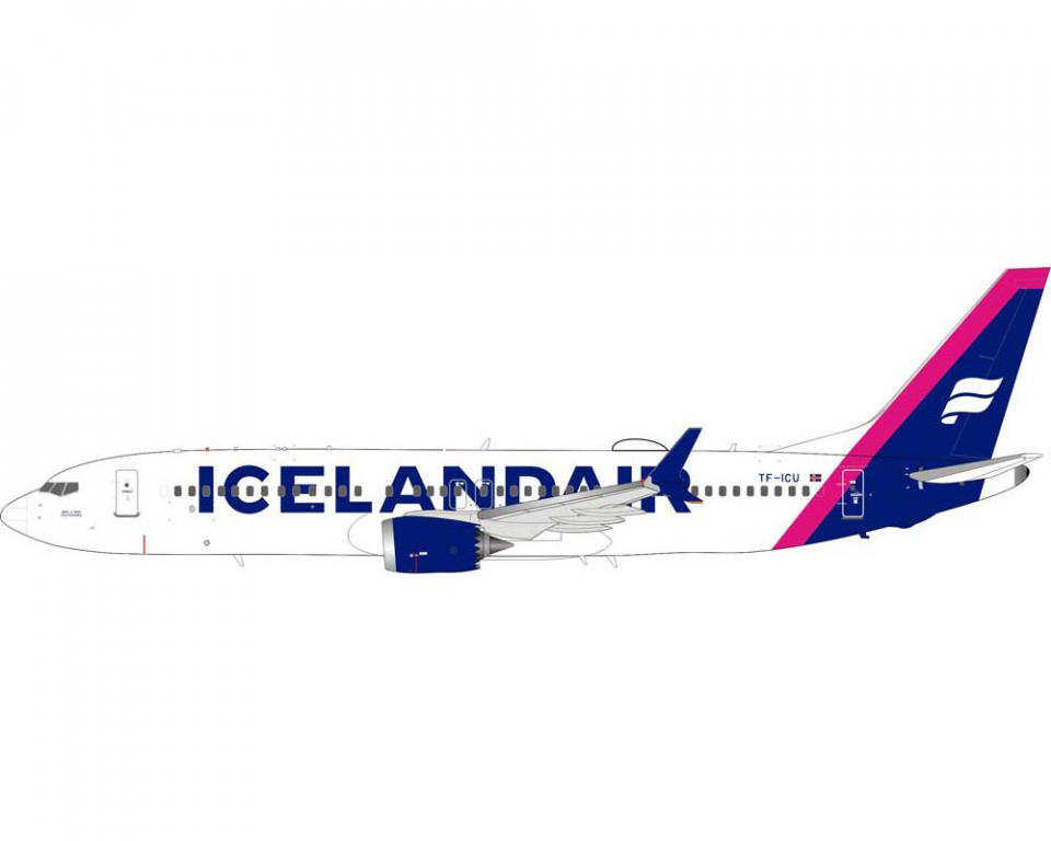 Gemini 1/200 B737-MAX8 アイスランド航空 www.JetCollector.com: Icelandair B737 MAX8 w/stand TF-ICU 1:200