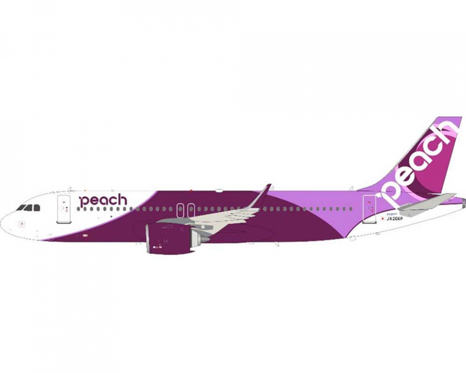 航空機・ヘリコプター J-Fox Peach A320Neo JA206P www.JetCollector.com: Peach Aviation A320neo w/stand JA206P 1:200
