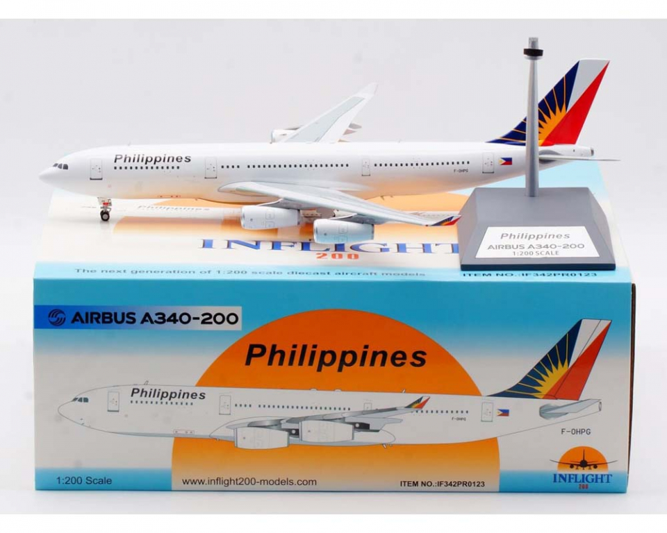 非売品フィリピン航空F-WZNA AIRPLANE MODEL www.JetCollector.com: Philippine Airlines A340-200 w/stand F-OHPG