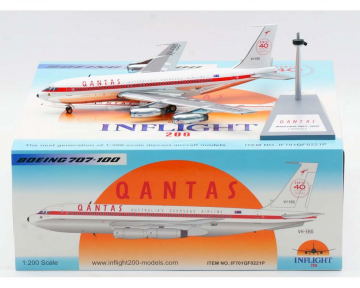 Qantas B707-100 Polished, w/stand VH-EBG 1:200 Scale Inflight IF701QF0221P