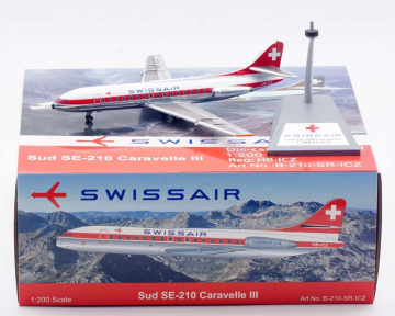 Swissair SE210 w/stand HB-ICZ 1:200 Scale B Models B-210-SR-ICZ