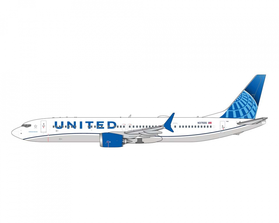 www.JetCollector.com: United Airlines B737 MAX9 N37555 1:400 Scale