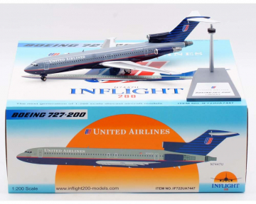 United Airlines B727-200 w/stand N7447U 1:200 Scale Inflight IF722UA7447