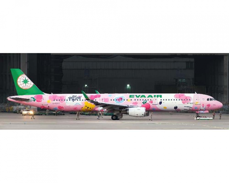 www.JetCollector.com: Eva Air A321 Pinky Jet, w/stand B-16217 1