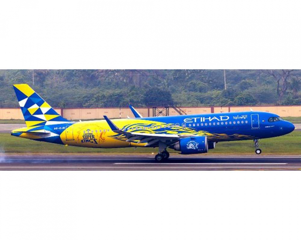 www.JetCollector.com: Etihad A320neo Chennai Super Kings, w/stand