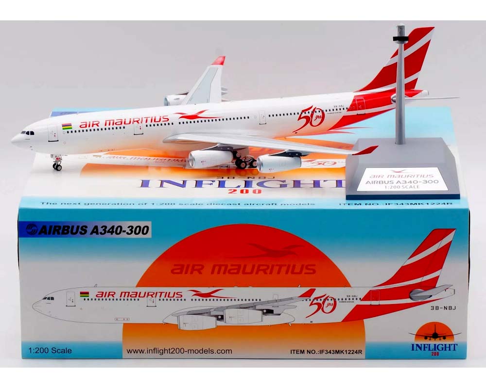 www.JetCollector.com: Air Mauritius A340-300 w/stand 3B-NBJ 1:200