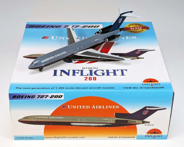 United Airlines B727-200 w/stand N7267U 1:200 Scale Inflight IF722UA0425R