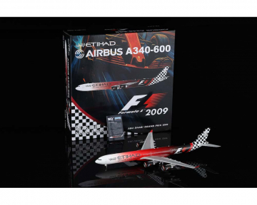 Etihad A340-600 2009 F1, Flaps Down, w/stand A6-EHJ 1:200 Scale SQ Wings SQ-L2165FD