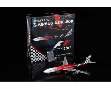 Etihad A340-600 2011 F1, Flaps Down, w/stand A6-EHJ 1:200 Scale SQ Wings SQ-L2167FD