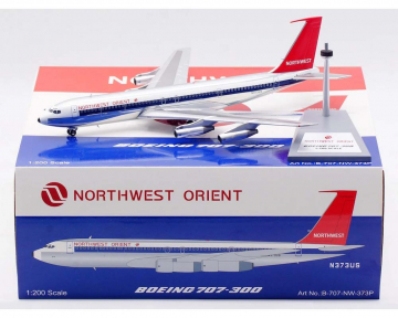 Northwest Orient B707 polished, w/stand N373US 1:200 Scale B Models B-707-NW-373P