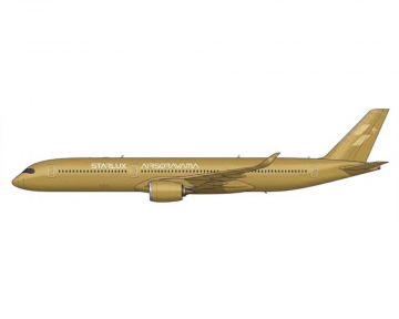 Starlux Airlines A350-1000XWB "Airsorayama Gold", flaps down, w/stand B-58554 1:200 Scale JC Wings E