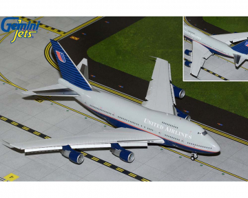 United Airlines B747SP battleship livery, flaps down N145UA 1:200 Scale Geminijets G2UAL1160F