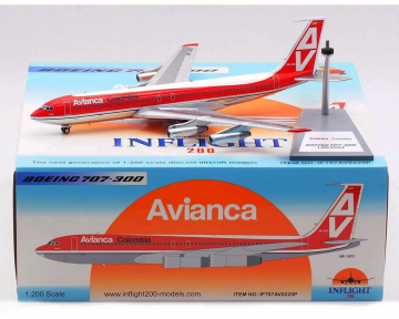 Avianca B707-359B polished, w/stand HK-1410 1:200 Scale Inflight IF707AV0225P