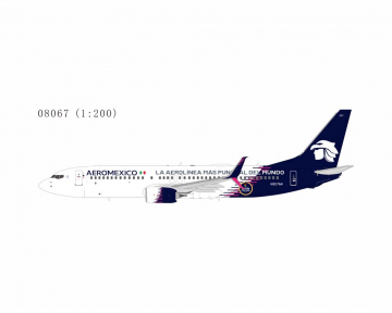 Aeromexico B737-800 new paint with scimitar winglets; "La Aerolinea Mas Puntual Del Mundo" titles N9