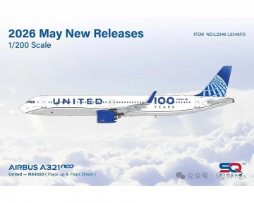 United Airlines A321 w/stand N44550 1:200 Scale SQ Wings SQ-L2346