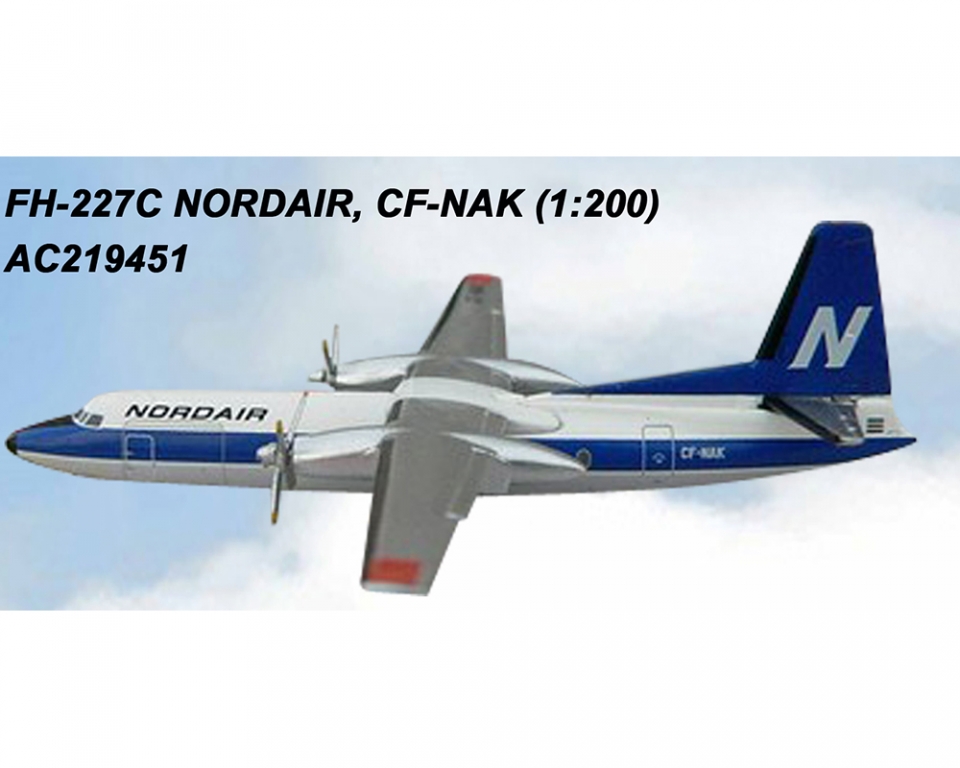 AEROCLASSICS NORDAIR Fokker FH-227 O/C CF-NAK 1:200 Scale AC219451 