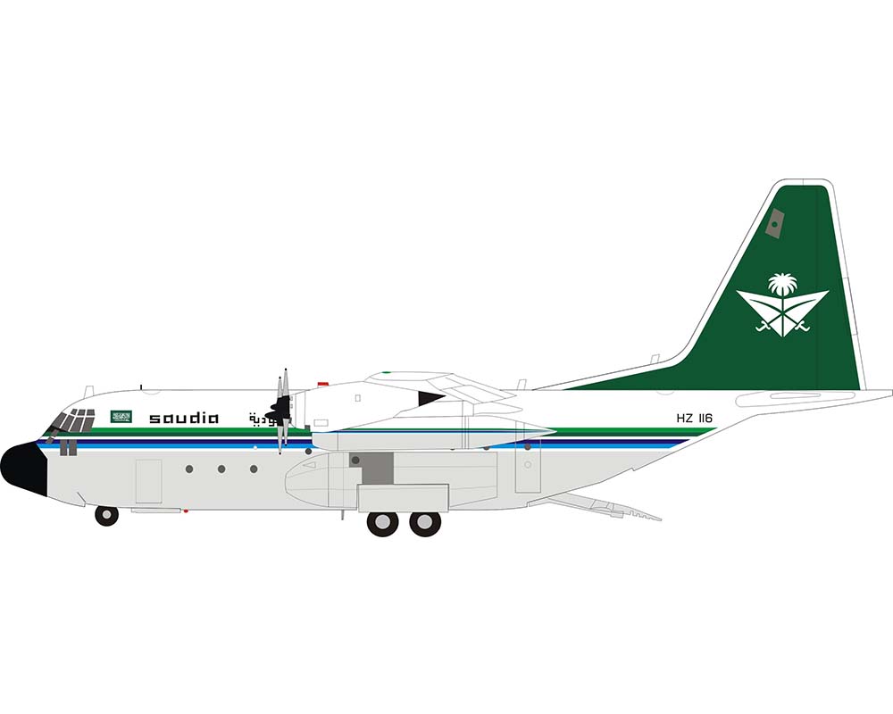 www.JetCollector.com: INFLIGHT SAUDI ARABIAN C-130 W/STAND HZ-116