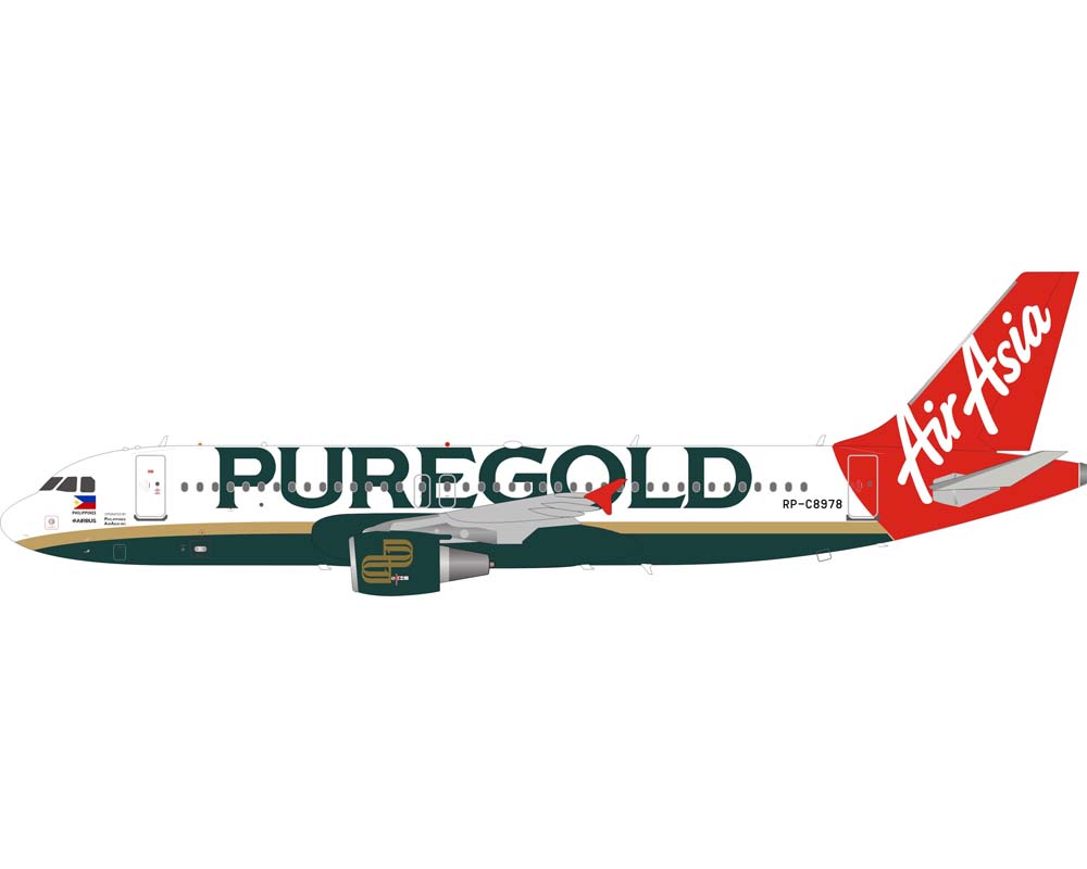 www.JetCollector.com: INFLIGHT AIR ASIA A320 PURE GOLD W/STAND RP
