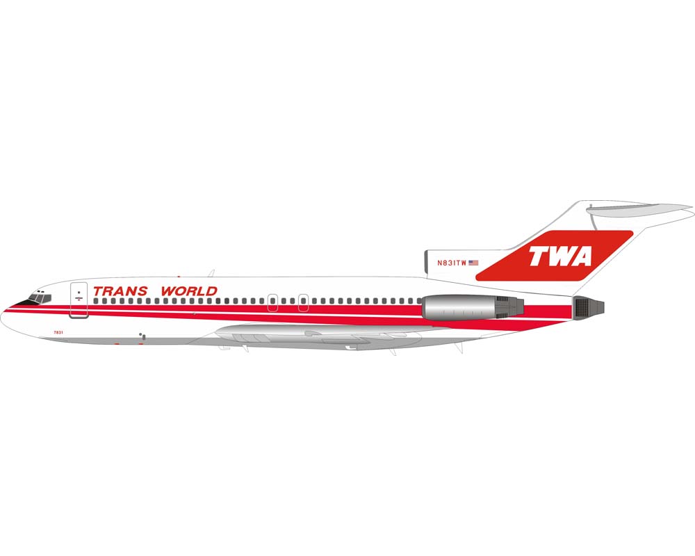www.JetCollector.com: INFLIGHT TWA B727-100 w/stand N831TW 1:200